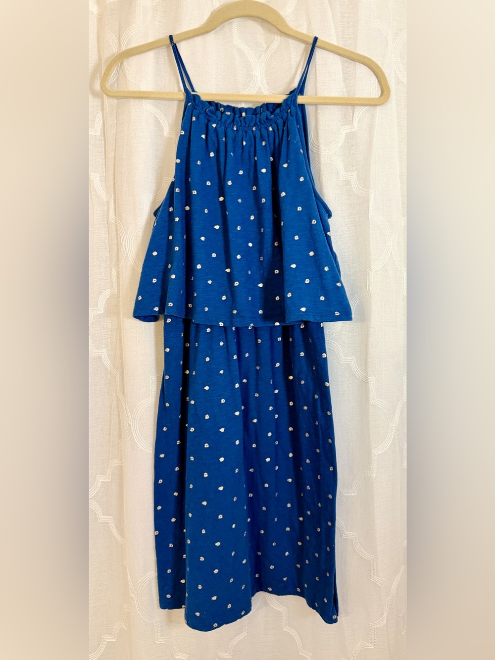 LOFT Royal Blue Polka Dot Tiered Midi Dress | Size S 💙